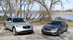 Our 08 G37S and 06 FX35 Sport-nosetonose.jpg
