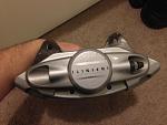 COMPLETE rear AKEBONO brakes calipers, rotors, pads etc-upside-down-left.jpg